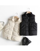  Casual Solid Color Women's Vest Cotton Thicken Warm Down Coat Sleeveless Jacket Coat Winter Vests For Women  