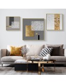 Abstract retro geometric gold foil wall art Canvas Prints square Posters Wall Pictures for living room Morden decor Nordic