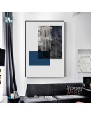 Nordic Abstract geometric blue orange texture color block Wall Art Print Picture Canvas Painting Poster for Living Room decor