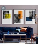 Nordic Abstract geometric blue orange texture color block Wall Art Print Picture Canvas Painting Poster for Living Room decor