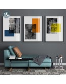 Nordic Abstract geometric blue orange texture color block Wall Art Print Picture Canvas Painting Poster for Living Room decor