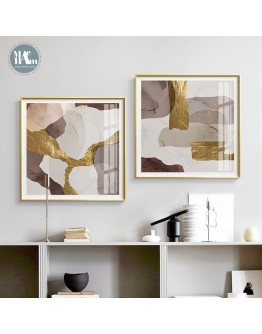 Abstract Marble Canvas Print Paintings Brown gold foil Poster Nordic Wall Art Pictures on Canvas Living Room Office Home Decor