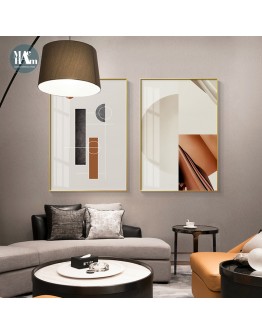 Abstract geometric warm color wall art canvas And Prints Light  Morden posters Wall Pictures For living room home decor