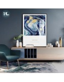 Blue starry sky Golden Painting Nordic Style Poster and Print Wall Art Canvas Picture For Living Room Morden Abstract Home Decor