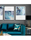 Blue starry sky Golden Painting Nordic Style Poster and Print Wall Art Canvas Picture For Living Room Morden Abstract Home Decor