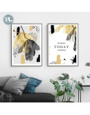 Nordic style Golden leaf plant Wall Art picture Abstract Canvas prints Morden  contracted bedroom livingroom Painting home decor