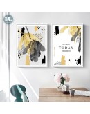 Nordic style Golden leaf plant Wall Art picture Abstract Canvas prints Morden  contracted bedroom livingroom Painting home decor