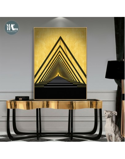 Nordic Golden mountain wall art Canvas Painting Prints Abstract geometric building Posters for Living Room Morden Home Decor