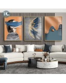 Modern Blue feather abstract figure Wall Poster Print Nordic niche Canvas Painting Art pictures Living Room Home Decor