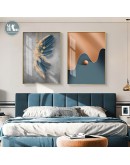 Modern Blue feather abstract figure Wall Poster Print Nordic niche Canvas Painting Art pictures Living Room Home Decor