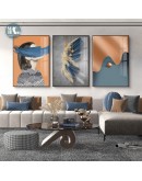 Modern Blue feather abstract figure Wall Poster Print Nordic niche Canvas Painting Art pictures Living Room Home Decor