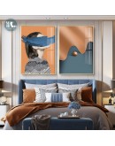 Modern Blue feather abstract figure Wall Poster Print Nordic niche Canvas Painting Art pictures Living Room Home Decor