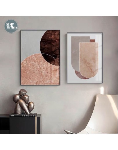 Warm tone abstract geometric marble texture Wall Art Canvas Painting Nordic Poster Print Wall Picture for Living Room Decor