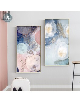 Abstract Pink starry Canvas Print Paintings gold foil bird Poster Nordic Wall Art Pictures on Canvas Living Room Home Decor