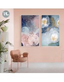 Abstract Pink starry Canvas Print Paintings gold foil bird Poster Nordic Wall Art Pictures on Canvas Living Room Home Decor