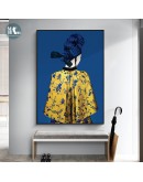 able modern character wearing a hat Wall Art Canvas Painting Abstract Art Poster Print Wall Picture for Living Room Decor