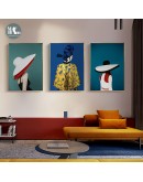 able modern character wearing a hat Wall Art Canvas Painting Abstract Art Poster Print Wall Picture for Living Room Decor