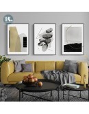 Nordic Abstract geometric color line ink stone Wall Art Canvas Painting Black white Poster Print Wall Picture for Living Room