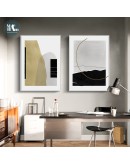 Nordic Abstract geometric color line ink stone Wall Art Canvas Painting Black white Poster Print Wall Picture for Living Room