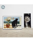 Nordic Vintage cat fish master Wall Art picture abstract animals Canvas prints Literature and art livingroom Painting home decor