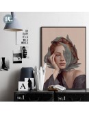 Nordic Anime Alien Girl Canvas Painting Bird Leaf Flowers Butterfly Poster Print Wall Art For Living Room Girl Room Home Decor