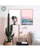 Nordic Pink Sea sunset wall art Canvas posters Painting Prints Figures Landscape Picture for Living Room Morden art Home Decor