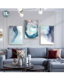 Nordic Blue cloud Wall Art Canvas Painting Abstract Watercolor texture lines Art Poster Print Wall Picture for Living Room Decor