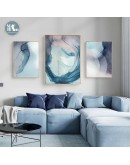 Nordic Blue cloud Wall Art Canvas Painting Abstract Watercolor texture lines Art Poster Print Wall Picture for Living Room Decor