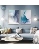 Nordic Blue cloud Wall Art Canvas Painting Abstract Watercolor texture lines Art Poster Print Wall Picture for Living Room Decor