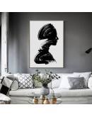 Nordic Abstract Ink painting Girls wall art Canvas Painting Prints Black White Figure pictures for Living Room Morden Home Decor