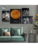 Nordic Sci-fi Space Earth Astronaut moon man Wall Art Canvas Poster Print Painting Wall figure Pictures for Living Room decor