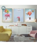 Maeham Baby air balloon elephant Canvas Poster Nursery Wall Art Print Painting Nordic Picture Children Bedroom Decoration