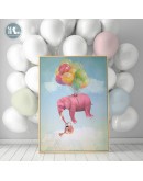 Maeham Baby air balloon elephant Canvas Poster Nursery Wall Art Print Painting Nordic Picture Children Bedroom Decoration