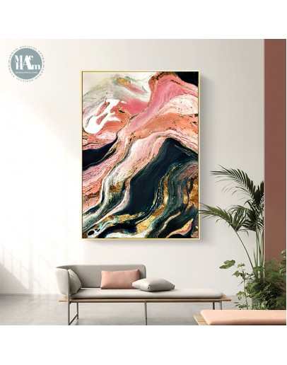 Modern Wall Art Golden Canvas Painting Abstract river ink gold foil Art Poster Print Wall Picture for Living Room Porch Decor