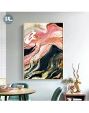 Modern Wall Art Golden Canvas Painting Abstract river ink gold foil Art Poster Print Wall Picture for Living Room Porch Decor