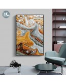 Modern Wall Art Golden Canvas Painting Abstract river ink gold foil Art Poster Print Wall Picture for Living Room Porch Decor