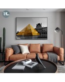 Nordic Black and white landscape palace building Wall Art Canvas Painting Poster Horizontal Print for Living Room dining Decor