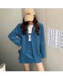 Matching Set Blazer Skirts Women England style Spring Autumn Loose Corduroy Blazer Feminino Femme Short Mini Skirt Two Piece Set