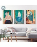 Nordic Retro oil painting Girls art wall art Canvas Painting posters Prints Figure Picture for Living Room Morden Home Decor