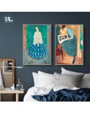 Nordic Retro oil painting Girls art wall art Canvas Painting posters Prints Figure Picture for Living Room Morden Home Decor