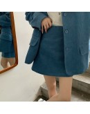 Matching Set Blazer Skirts Women England style Spring Autumn Loose Corduroy Blazer Feminino Femme Short Mini Skirt Two Piece Set