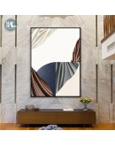 Nordic Abstract Geometric Scarf Color Block Wall Art Canvas Painting Orange Red Poster Print Wall Picture for Living Room Decor