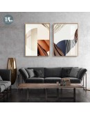 Nordic Abstract Geometric Scarf Color Block Wall Art Canvas Painting Orange Red Poster Print Wall Picture for Living Room Decor