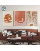 Nordic Abstract stars moon sun Picture Wall Poster Modern Style Canvas Print Painting Warm tones Art Living Room Home Decor