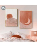 Nordic Abstract stars moon sun Picture Wall Poster Modern Style Canvas Print Painting Warm tones Art Living Room Home Decor