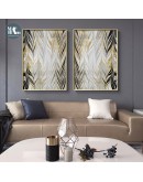 Abstract leaves gold foil geometric lines canvas painting posters and print wall art pictures for living room modern decor