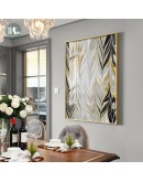 Abstract leaves gold foil geometric lines canvas painting posters and print wall art pictures for living room modern decor