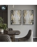 Abstract leaves gold foil geometric lines canvas painting posters and print wall art pictures for living room modern decor