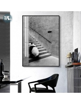 Nordic Black and white animal panda zebra corridor Picture Wall Poster Modern Style Canvas Print Painting Art Living Room Decor