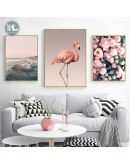 Nordic Flamingo sea flowers wall art Canvas posters Painting Prints Warm color Picture for Living Room Morden art Home Decor